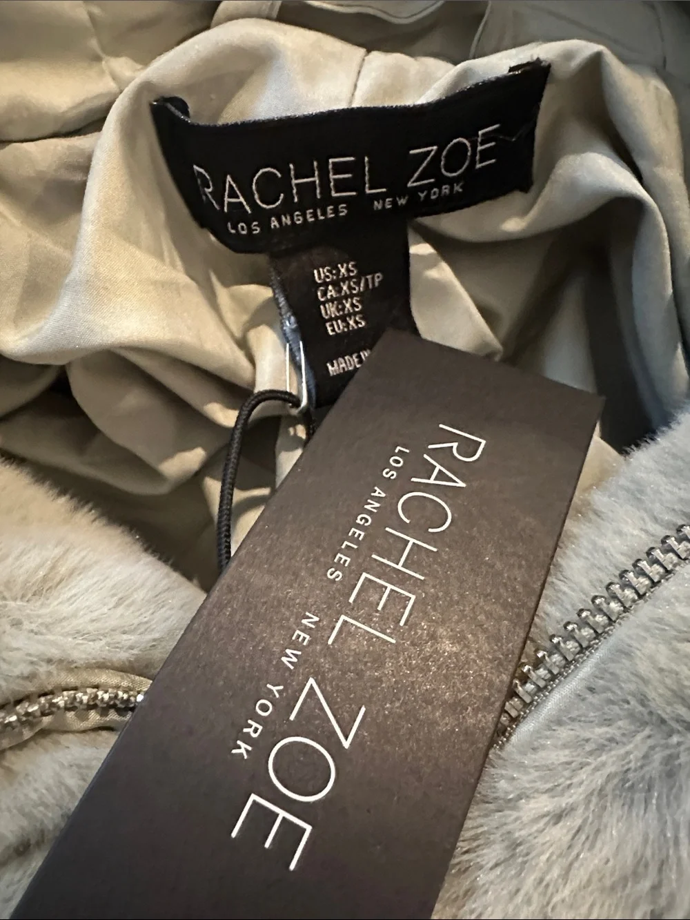 Rachel Zoe Plush Hooded Faux Fur Jacket - Light Gray